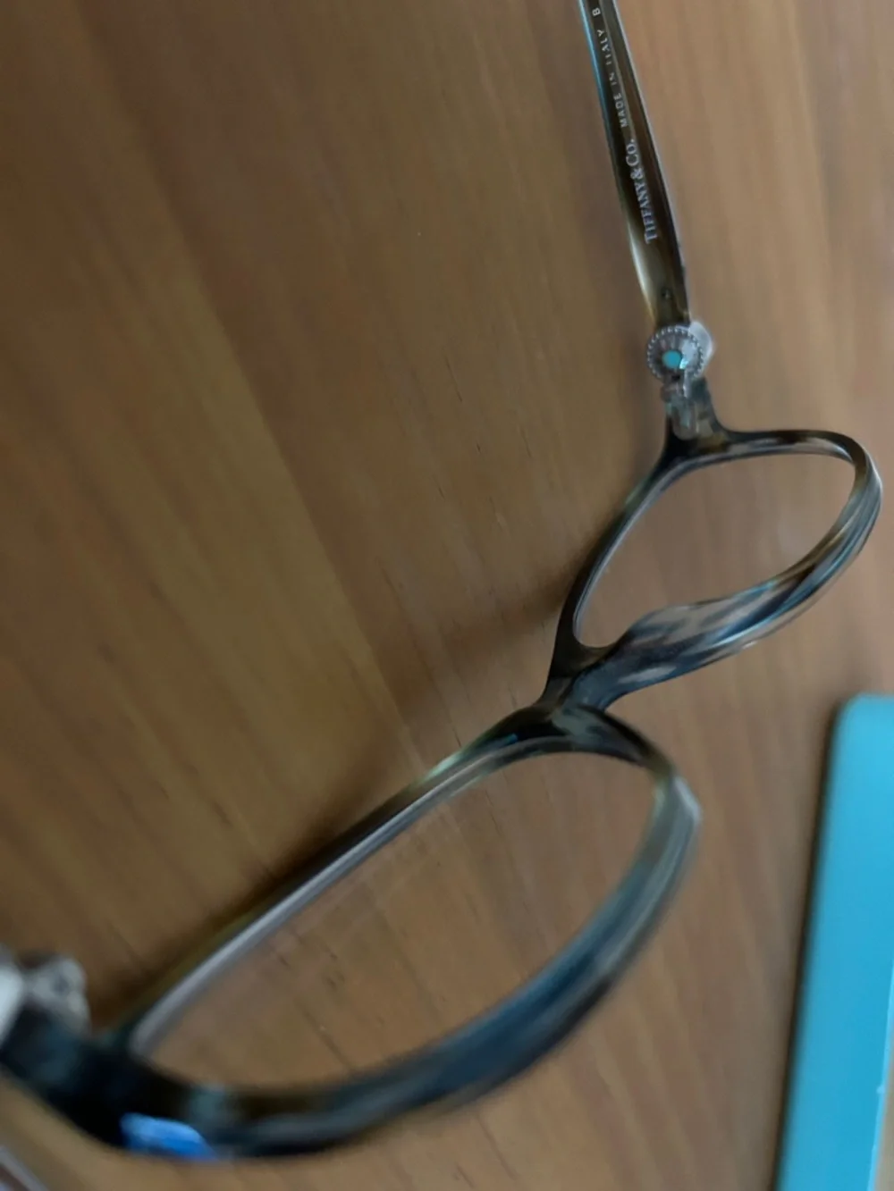 Tiffany & Co. Gray Blue Tortoiseshell Eyeglass Frames - Picture 4 of 4